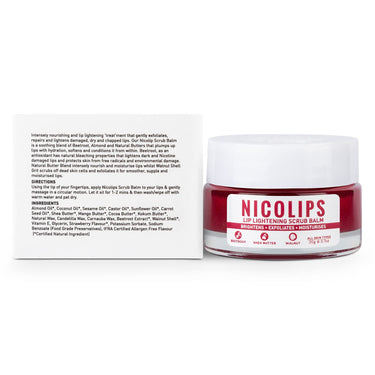 Bella Vita Organic NicoLips Lip Scrub Balm Brightening Dark Lips for Men and Women Dry Lips/Smoker/Chapped Lip & Lipstick Stains Removal Lipcare, 20 g (Pack of 3)